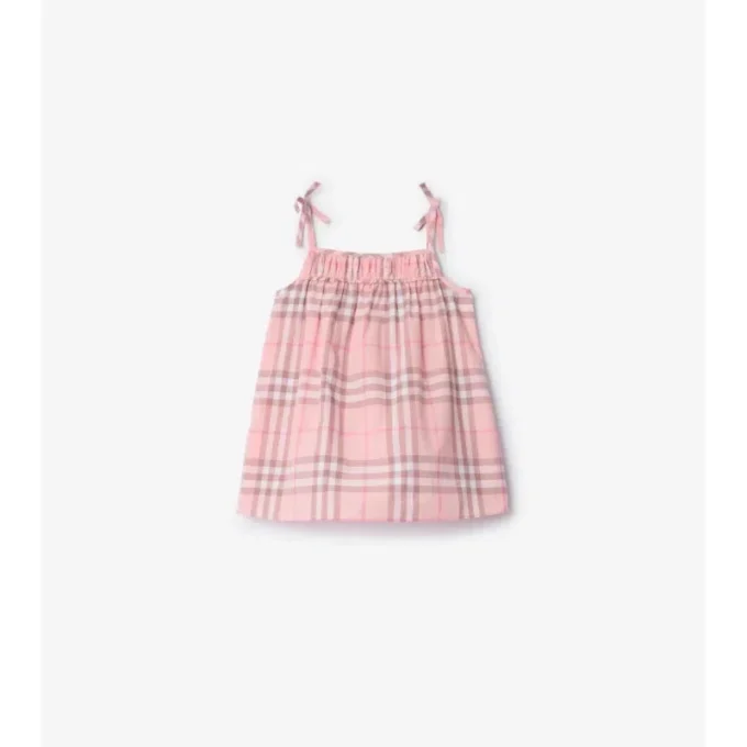 Rochie din bumbac cu imprimeu în carouri și pantaloni scurți