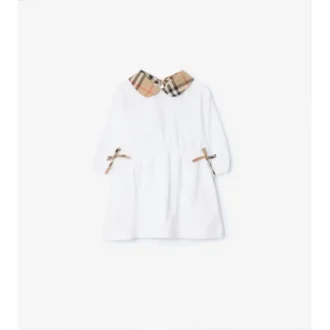 Rochie din bumbac cu imprimeu în carouri și pantaloni scurți