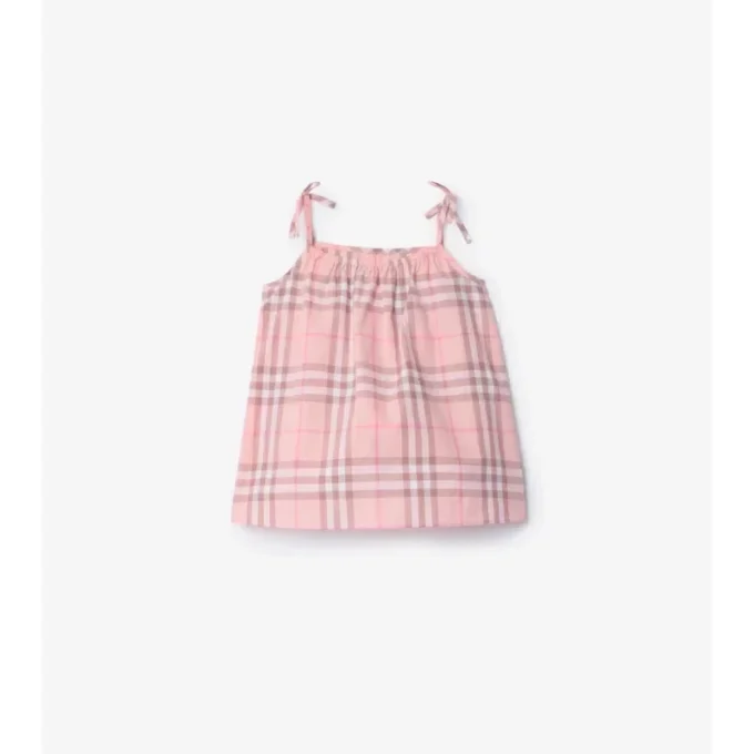 Rochie din bumbac cu imprimeu în carouri și pantaloni scurți