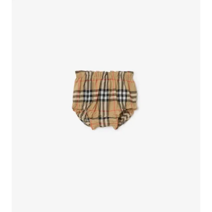 Rochie din bumbac cu imprimeu în carouri și pantaloni scurți