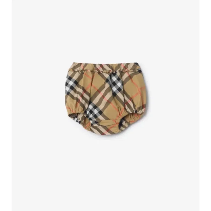 Rochie din bumbac cu imprimeu în carouri și pantaloni scurți