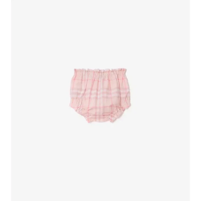 Rochie din bumbac cu imprimeu în carouri și pantaloni scurți