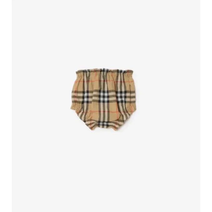 Rochie din bumbac cu imprimeu în carouri și pantaloni scurți
