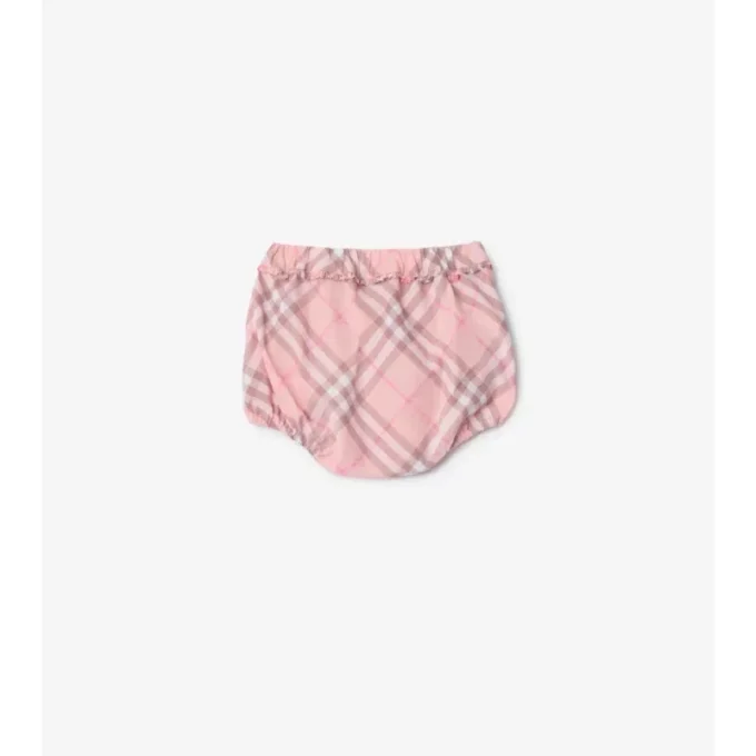 Rochie din bumbac cu imprimeu în carouri și pantaloni scurți