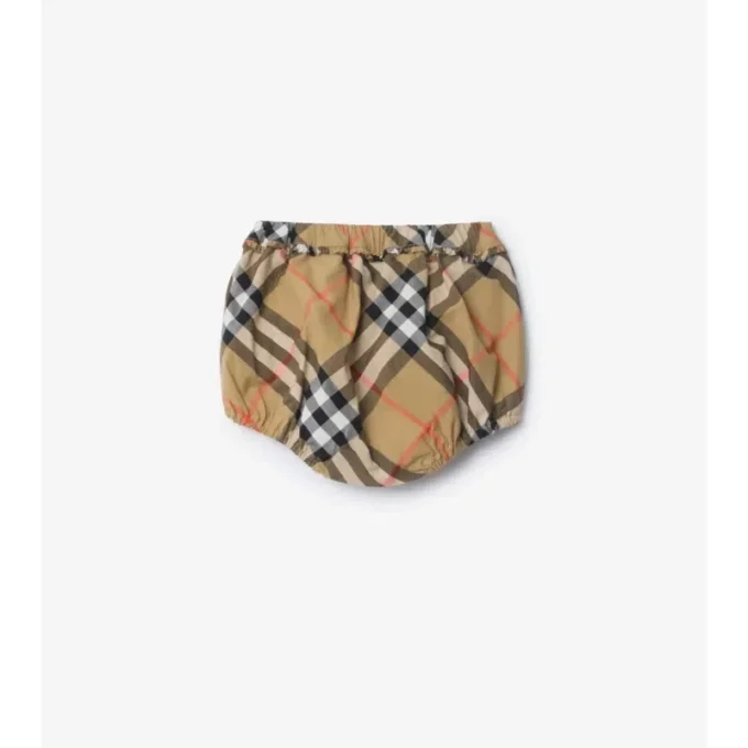 Rochie din bumbac cu imprimeu în carouri și pantaloni scurți
