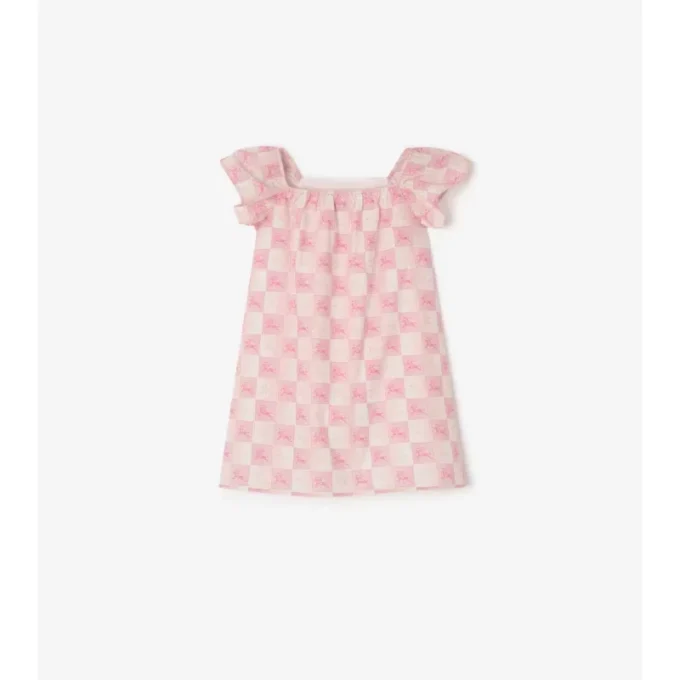 Rochie din bumbac cu model în carouri EKD