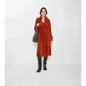 Rochie din catifea din amestec de mătase în stil baroc