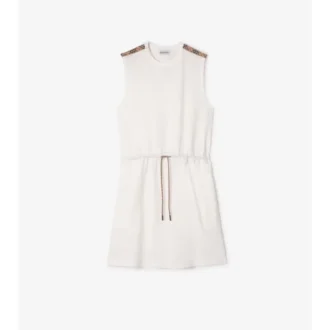 Rochie din jersey de bumbac cu bordură în carouri