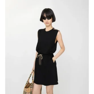 Rochie din jersey de bumbac cu bordură în carouri