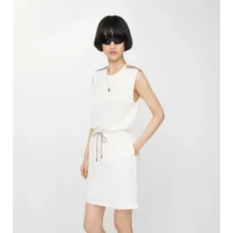 Rochie din jersey de bumbac cu bordură în carouri