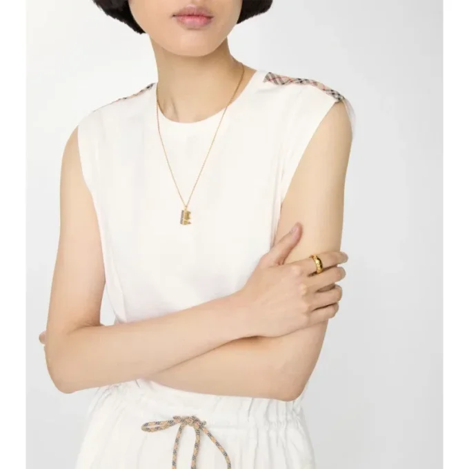 Rochie din jersey de bumbac cu bordură în carouri Rochie din jersey de bumbac cu bordură în carouri
