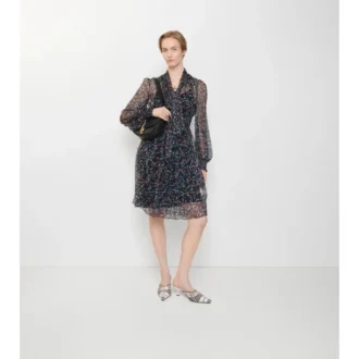 Rochie din mătase cu imprimeu floral delicat
