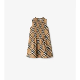 Rochie din poplin de bumbac cu imprimeu în carouri