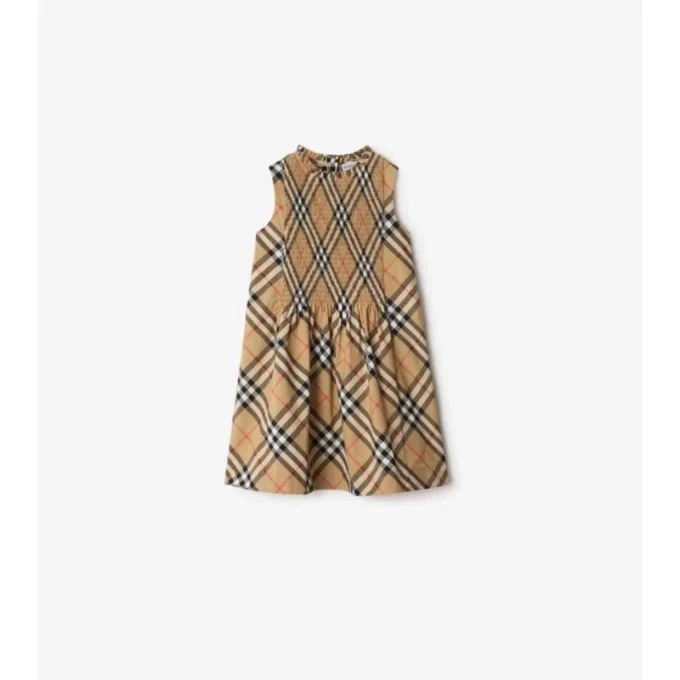 Rochie din poplin de bumbac cu imprimeu în carouri Rochie din poplin de bumbac cu imprimeu în carouri