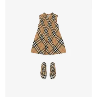 Rochie din poplin de bumbac cu imprimeu în carouri