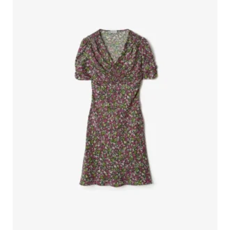 Rochie mini din mătase cu imprimeu floral delicat