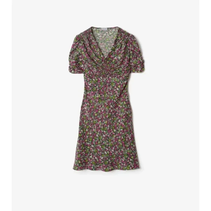 Rochie mini din mătase cu imprimeu floral delicat Rochie mini din mătase cu imprimeu floral delicat