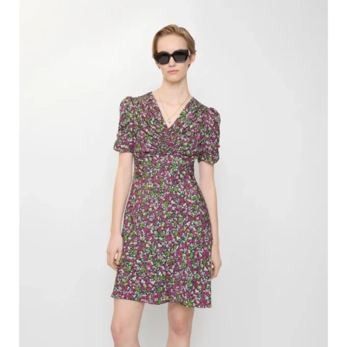 Rochie mini din mătase cu imprimeu floral delicat Rochie mini din mătase cu imprimeu floral delicat