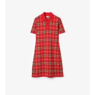 Rochie polo din bumbac și lână cu imprimeu în carouri