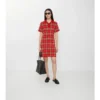 Rochie polo din bumbac și lână cu imprimeu în carouri Rochie polo din bumbac și lână cu imprimeu în carouri