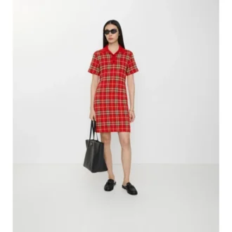 Rochie polo din bumbac și lână cu imprimeu în carouri