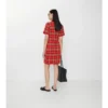 Rochie polo din bumbac și lână cu imprimeu în carouri Rochie polo din bumbac și lână cu imprimeu în carouri