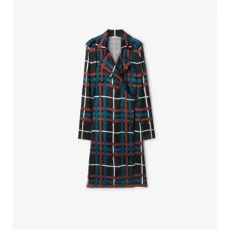 Rochie trench din viscoză cu imprimeu în carouri