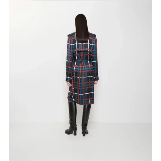 Rochie trench din viscoză cu imprimeu în carouri Rochie trench din viscoză cu imprimeu în carouri