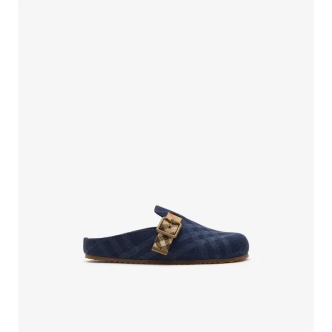 Saboti Urchin din denim cu model în carouri Saboti Urchin din denim cu model în carouri