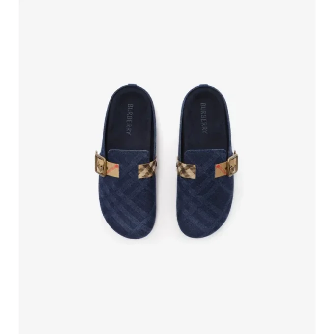 Saboti Urchin din denim cu model în carouri Saboti Urchin din denim cu model în carouri