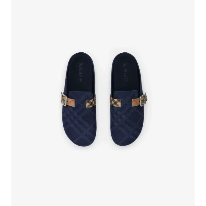 Saboti Urchin din denim cu model în carouri