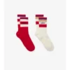 Set de două perechi de Șosete din amestec de bumbac cu dungi și logo Set de două perechi de Șosete din amestec de bumbac cu dungi și logo
