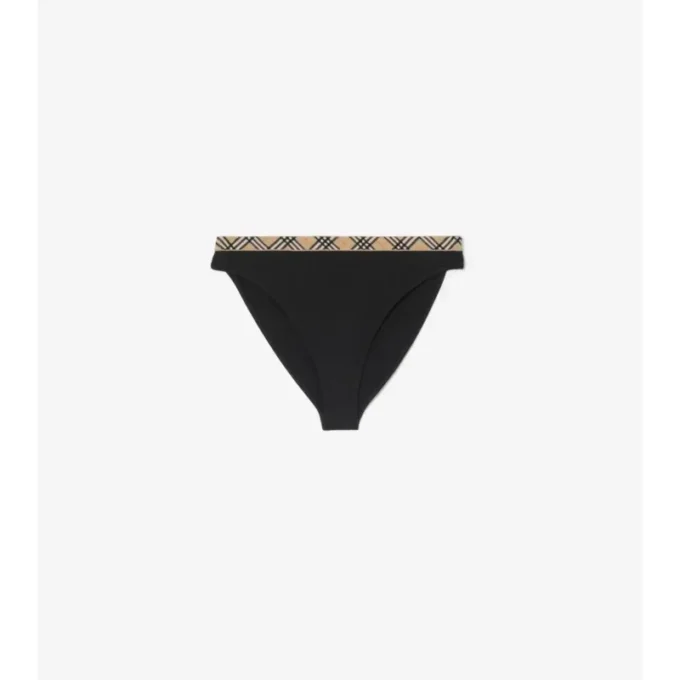 Slip de bikini cu bordură în carouri Slip de bikini cu bordură în carouri