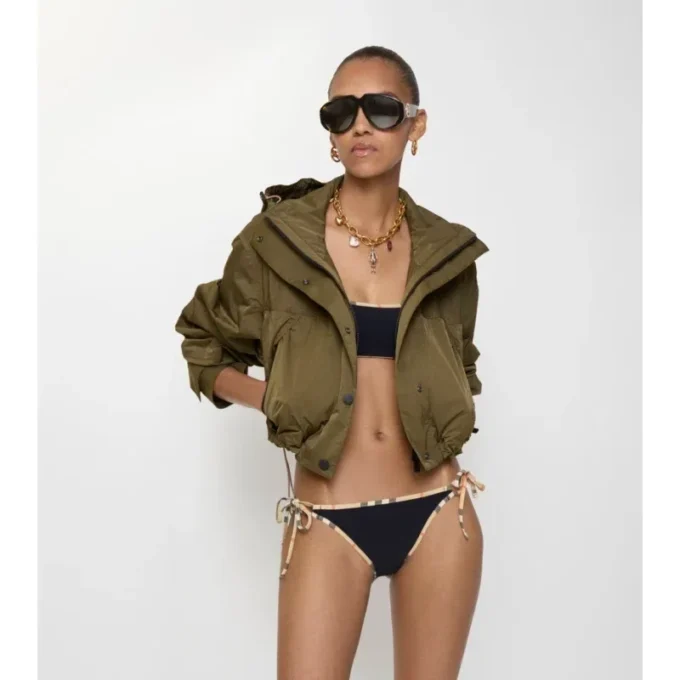 Slip de bikini cu bordură în carouri Slip de bikini cu bordură în carouri
