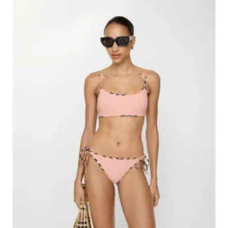 Slip de bikini cu bordură în carouri