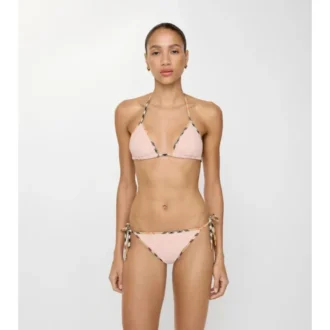 Slip de bikini cu bordură în carouri
