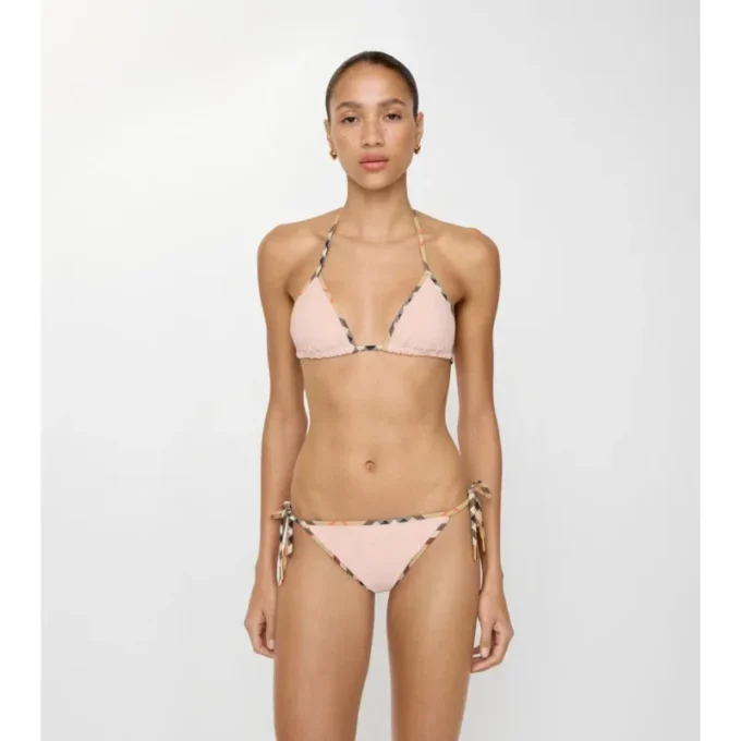 Slip de bikini cu bordură în carouri Slip de bikini cu bordură în carouri
