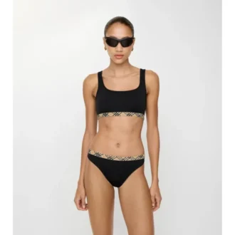 Slip de bikini cu bordură în carouri