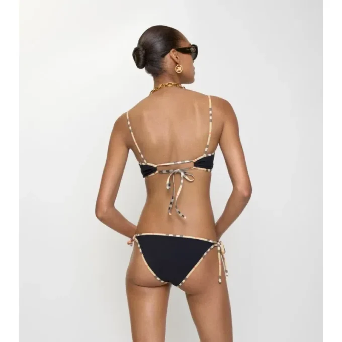 Slip de bikini cu bordură în carouri Slip de bikini cu bordură în carouri