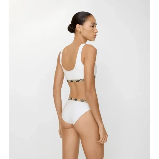 Slip de bikini cu bordură în carouri Slip de bikini cu bordură în carouri