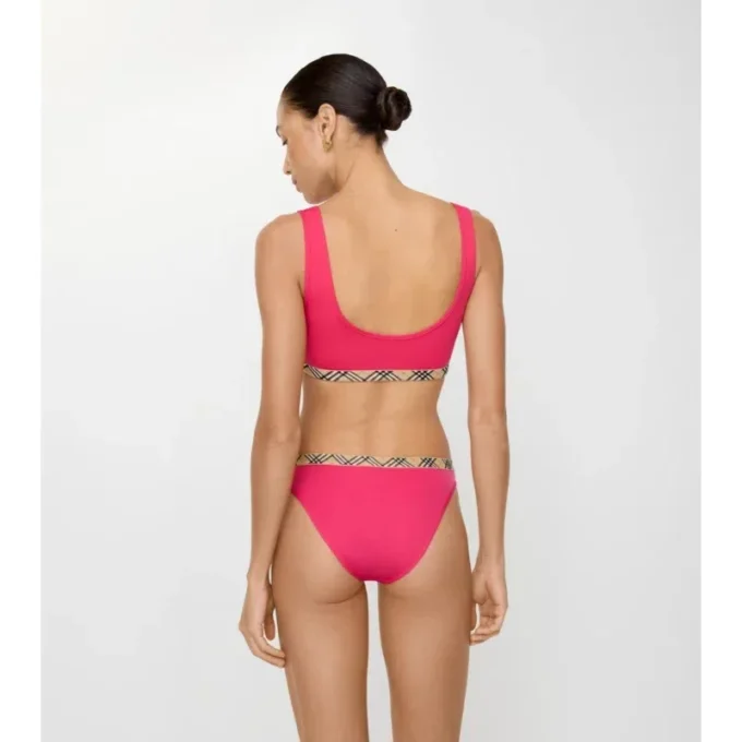 Slip de bikini cu bordură în carouri Slip de bikini cu bordură în carouri
