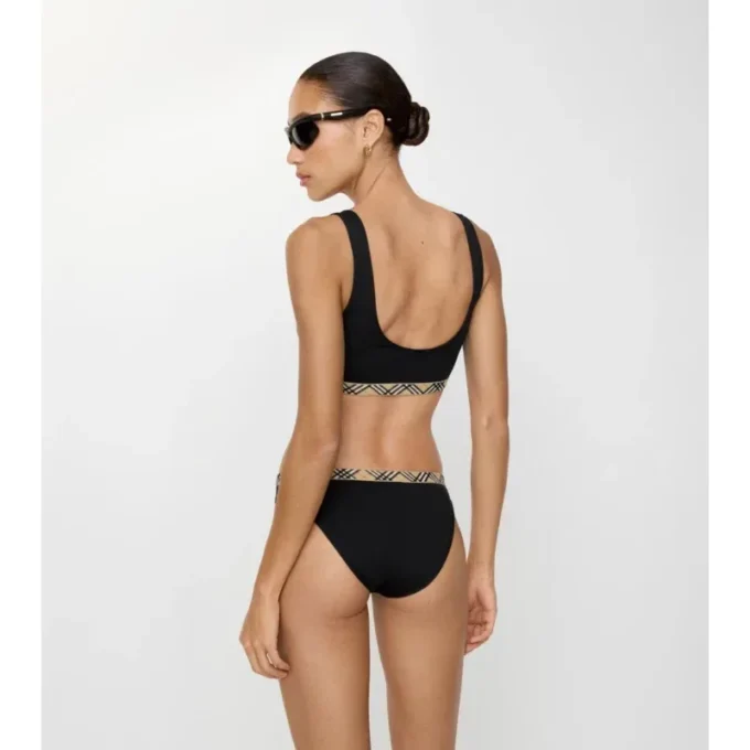 Slip de bikini cu bordură în carouri Slip de bikini cu bordură în carouri