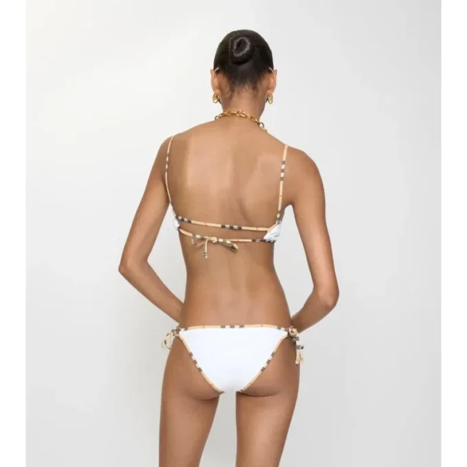 Slip de bikini cu bordură în carouri Slip de bikini cu bordură în carouri