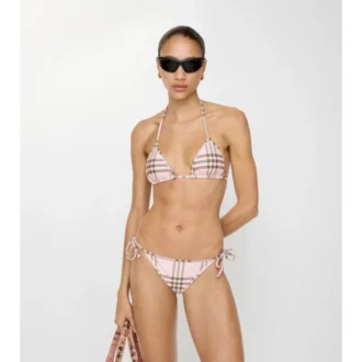 Slip de bikini cu imprimeu în carouri