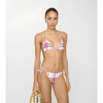 Slip de bikini cu imprimeu în carouri