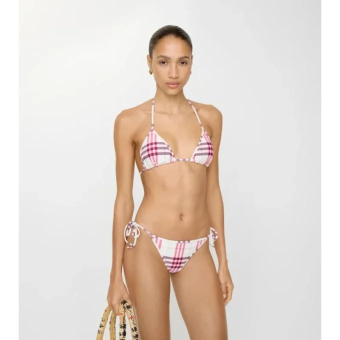 Slip de bikini cu imprimeu în carouri Slip de bikini cu imprimeu în carouri