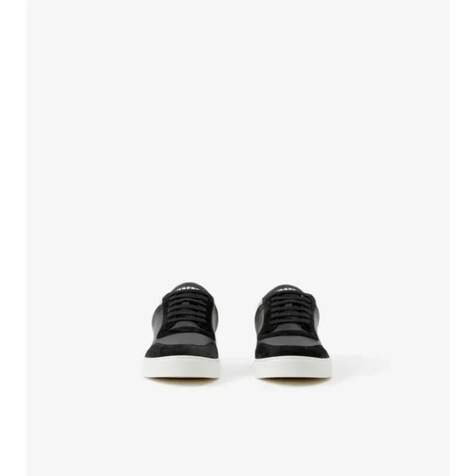 Sneakersi din piele, piele de căprioară și model Check Sneakersi din piele, piele de căprioară și model Check