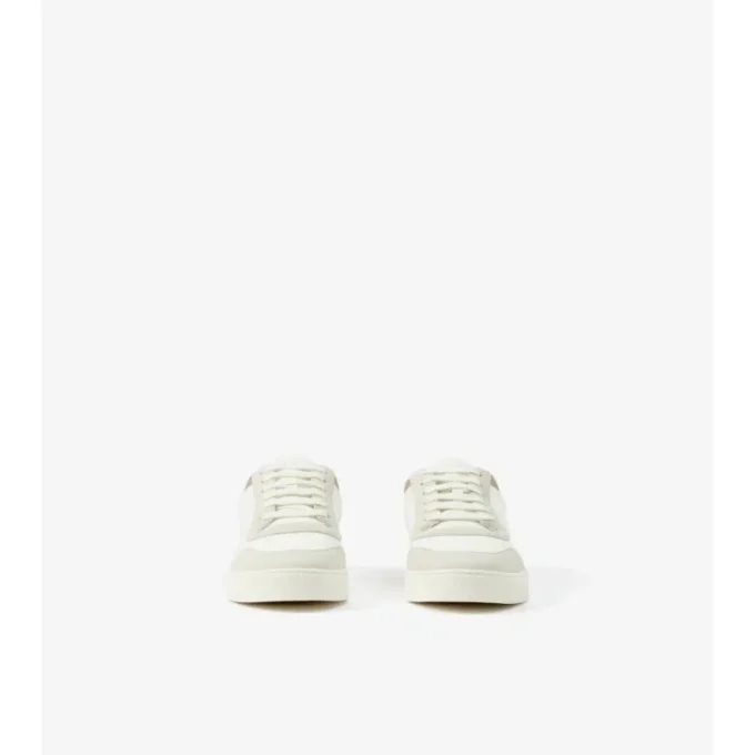 Sneakersi din piele, piele de căprioară și model Check Sneakersi din piele, piele de căprioară și model Check