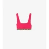 Top de bikini cu bordură în carouri Top de bikini cu bordură în carouri