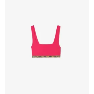 Top de bikini cu bordură în carouri